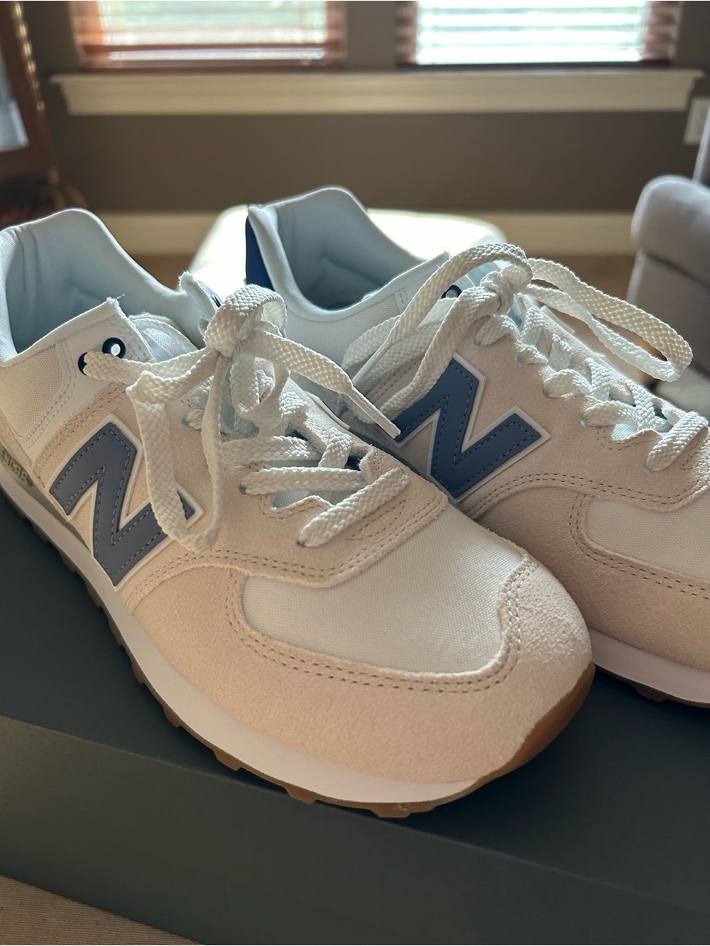 Women's White Sneakers with Blue Accent - Classic Casual Runner
